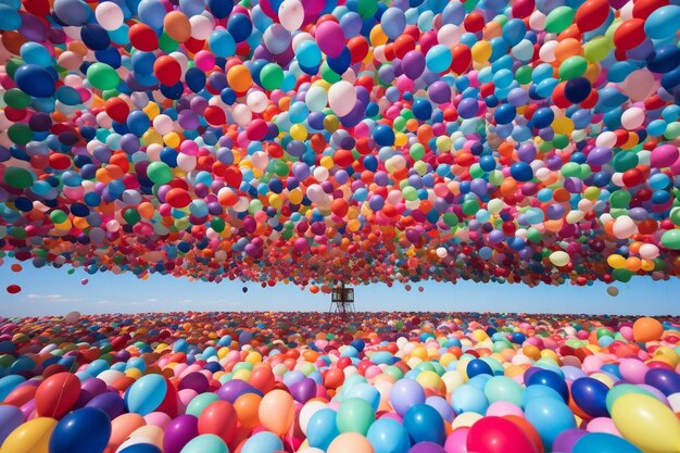 Foto bunch van kleurrijke ballonnen op bokeh achtergrond