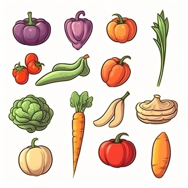 Photo a bunch of vegetables and fruits are grouped together generative ai