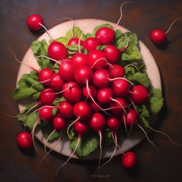 Photo a bunch of vibrant red radishes