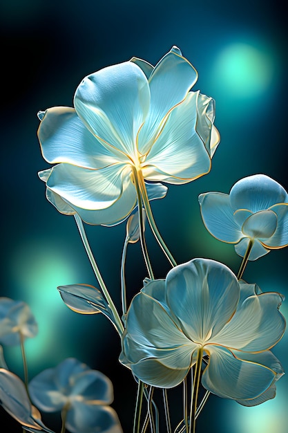 a bunch of white flowers on a blue background Illustration of a Azure color flower Perfect for Wall