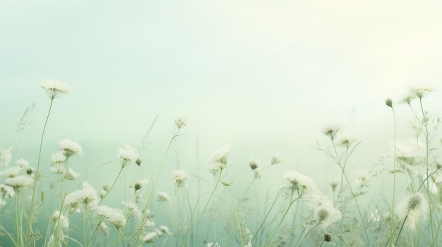 A bunch of white flowers in a field