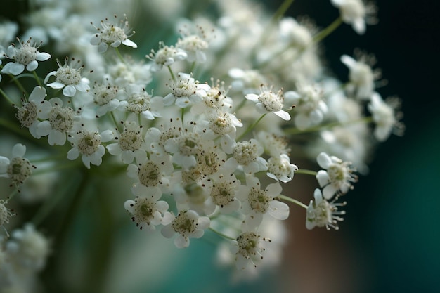 A bunch of white flowers with black dots on them