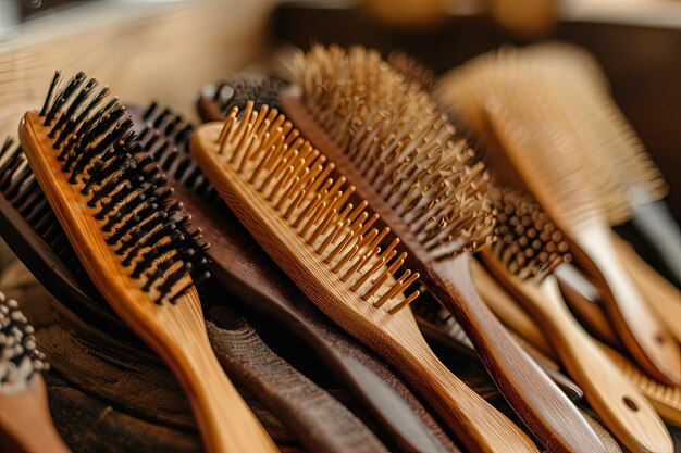 A bunch of wooden brushes sitting on top of a table