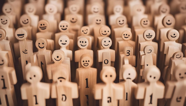 Photo a bunch of wooden wooden wooden figurines with the letters u and the numbers 1 1 1 1 1 1 1 1 1 1 1