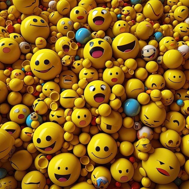 A bunch of yellow emojcts printed in the middle in the style of elongated