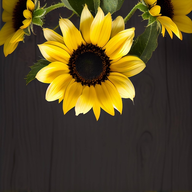 Photo a bunch of yellow flowers with the word sun on the bottom spring