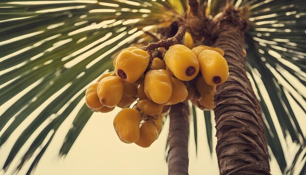 Photo a bunch of yellow fruits hanging from a tree