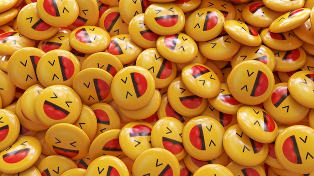 Bunch of yellow laughing emojis glossy pills