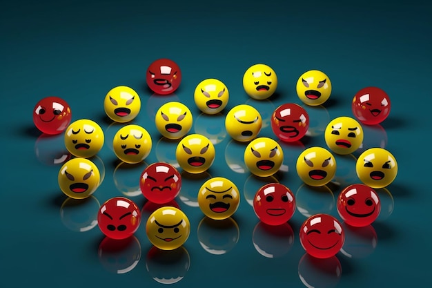 a bunch of yellow and red balls with the word evil on them