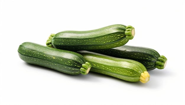 a bunch of Zucchinis on white background