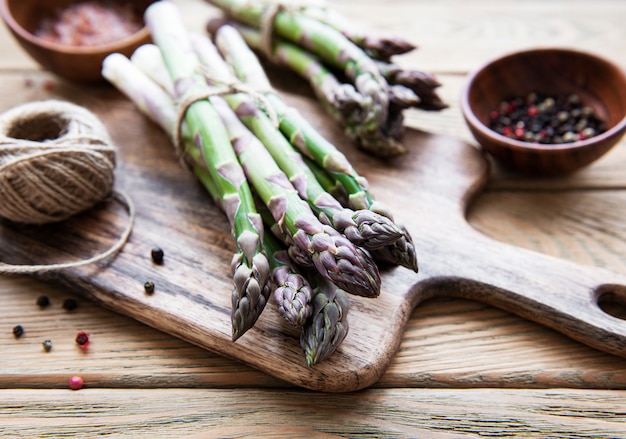 Bunches of green asparagus