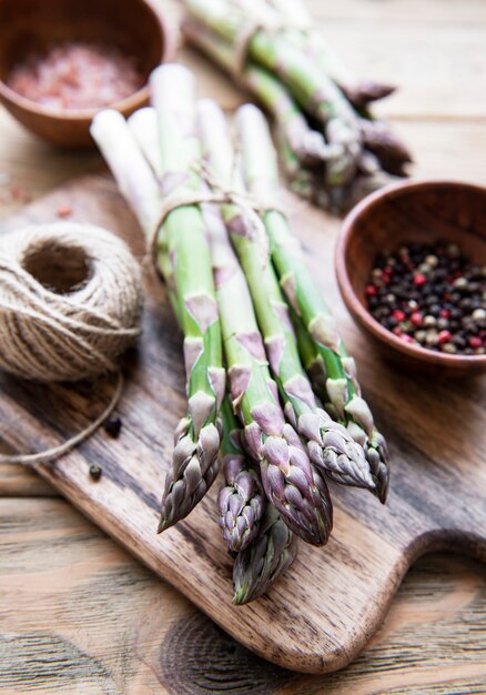 Bunches of green asparagus