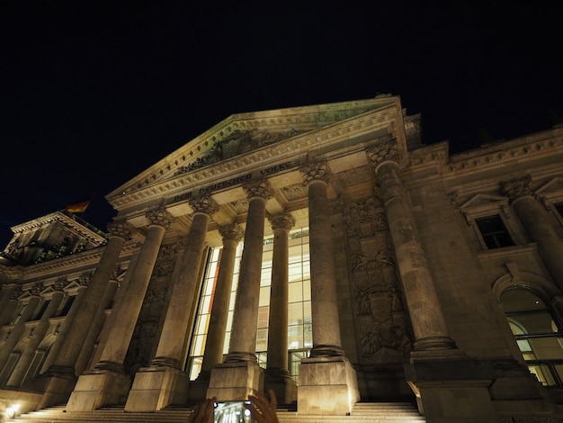 Bundestag parliament in Berlin at night