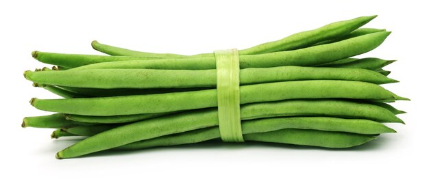 Bundle of French bean over white background