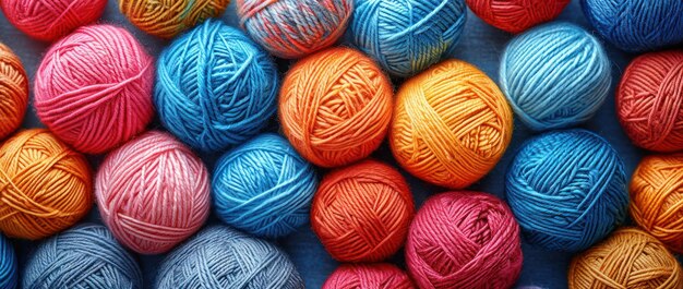 Bundle of Colorful Yarn Balls extreme close-up Generatieve AI