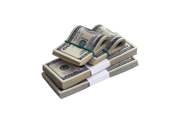 흰색에 고립 된 미국 달러 지폐의 번들 완벽한 흰색 배경에 고해상도로 미국 돈 팩
