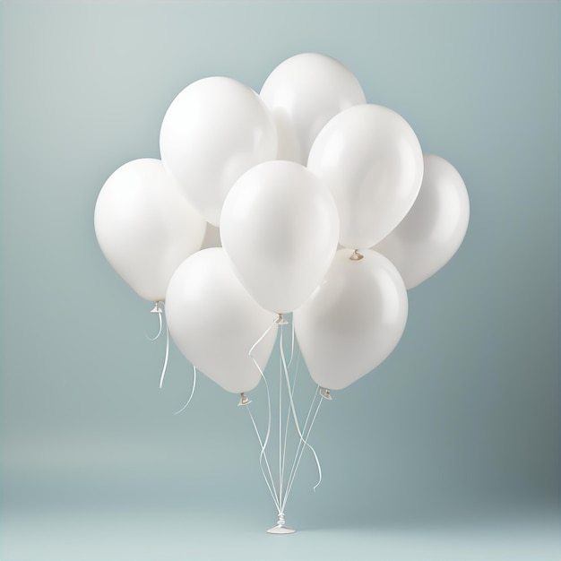 Фото Пучок белых воздушных шаров с нейтральным фоном