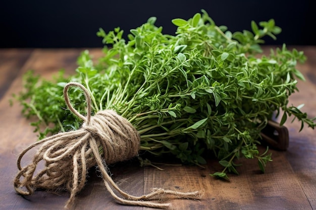 a bundle of parsley tied with string.