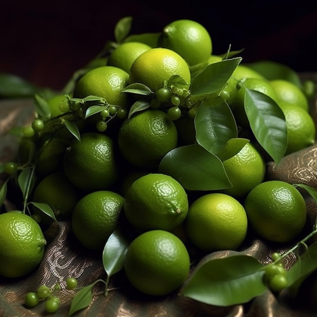 Photo a bundle of vibrant green limes