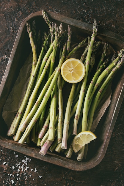 Bundle of young green asparagus