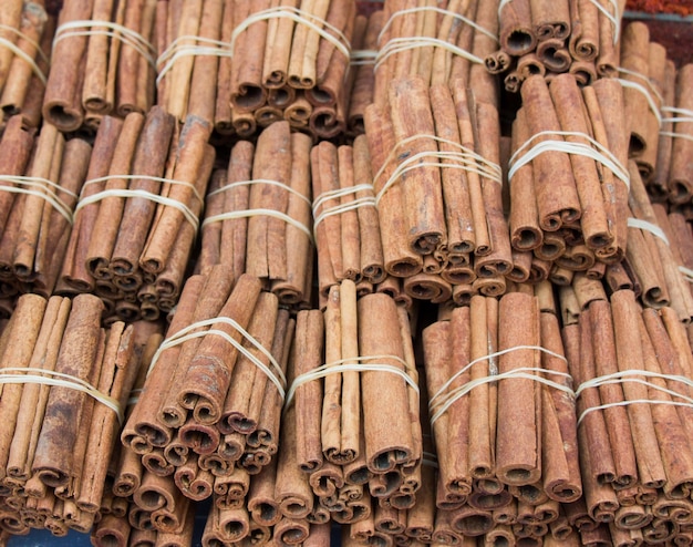 Bundles of Cinnamon sticks in stock