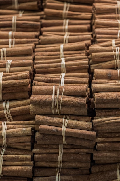 Bundles of Cinnamon sticks in stock