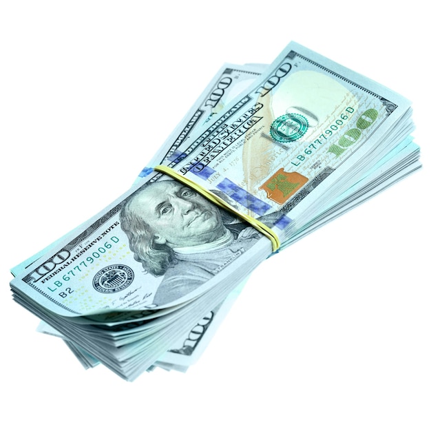 Bundles of dollars isolated over the white background