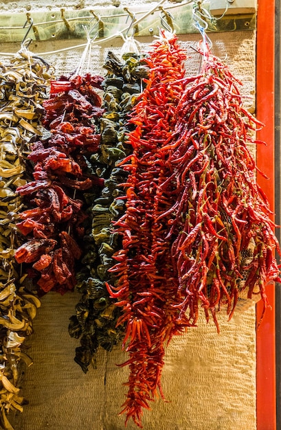 Bundles of dry vegetables in the sun