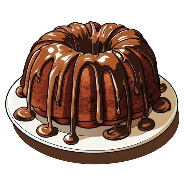 Photo the bundt cake has chocolate sauce drizzled on it generative ai