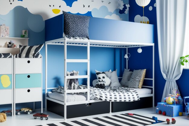 Photo bunk bed in the room ai generated