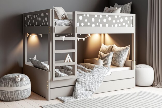 Photo bunk bed in the room ai generated