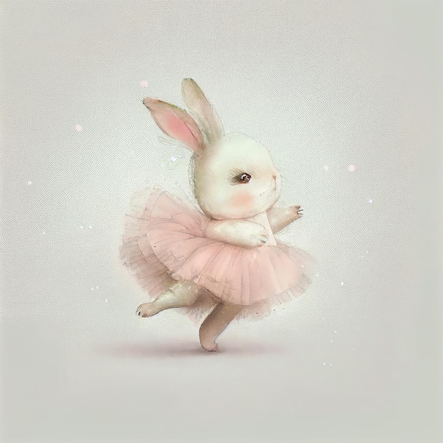 Bunny ballerina aquarel stijl generatieve AI