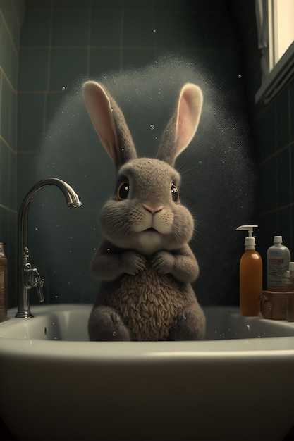 Bunny in the bathtub generative ai