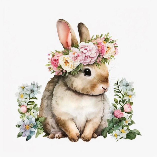 A bunny in a flower crown