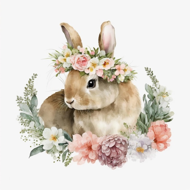 A bunny in a flower crown.