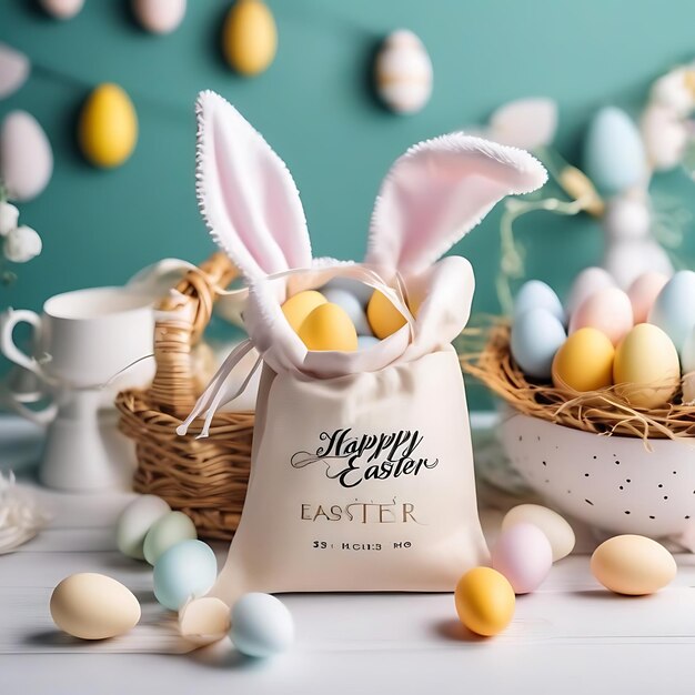 a bunny gift box with a tag that says  happy easter  on it