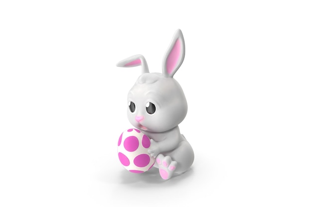 a bunny holding a pink easter egg.