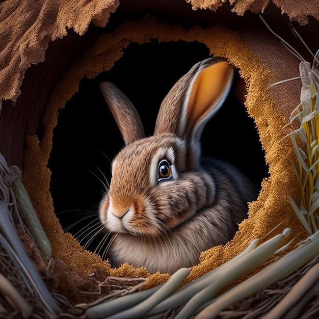 Bunny In Hole AI Generative