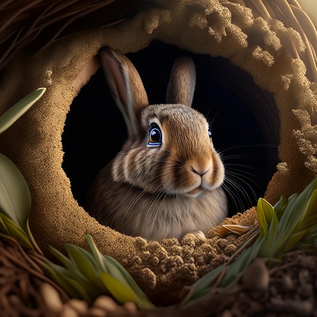 Bunny In Hole AI Generative