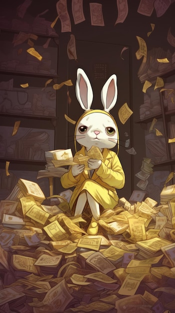 Bunny is a secretary counting money generative AI