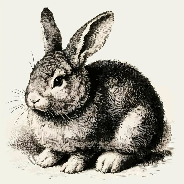 Photo bunny old graving illustration