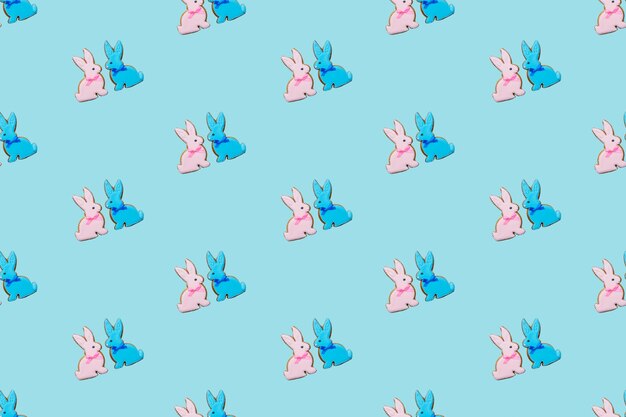 Foto bunny patroon naadloze achtergrond pastel roze blauw