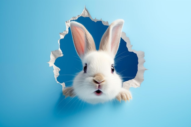 Bunny peeking through a hole in a background