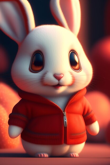 Photo a bunny in a red jacket