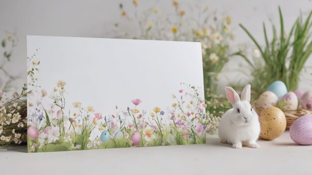 Bunny Sitting Next to Eggs on Card