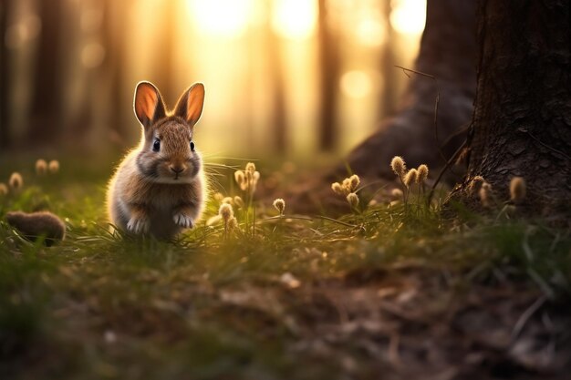 Foto bunny trails felice sfondo di pasqua