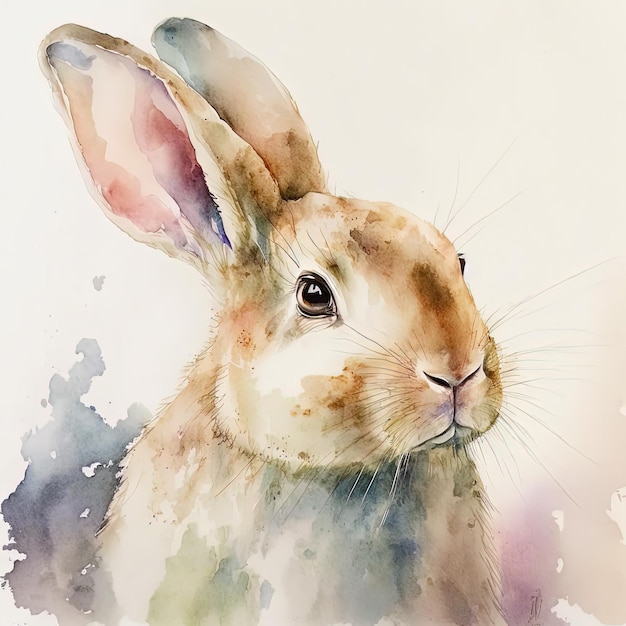 bunny watercolor on white background