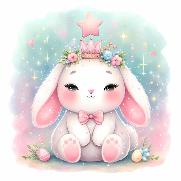 a bunny with a crown and a pink crown on it