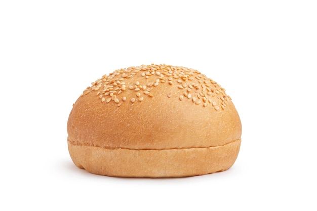 Buns with sesame seeds for sandwiches on a white isolated background