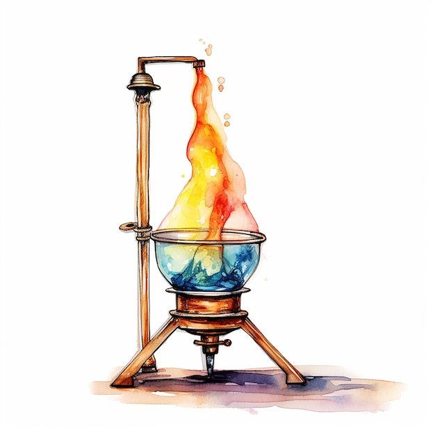 Photo bunsen burner watercolor clipart